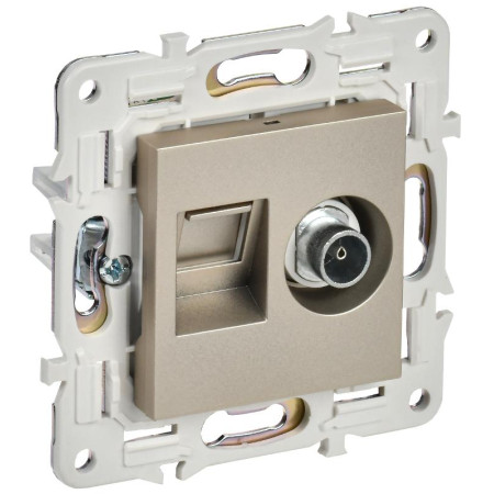SKANDY Розетка двойная TV+RJ45 кат.5E SK-A14Sh шампань