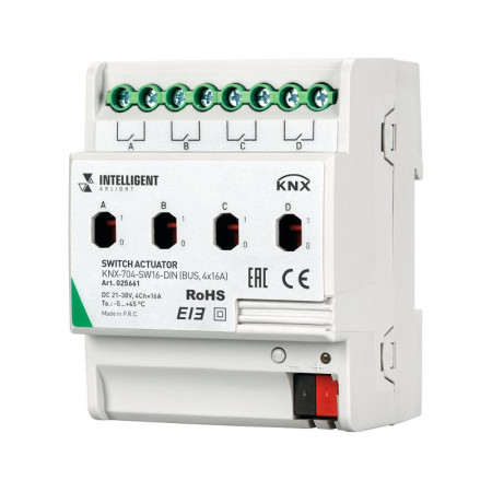 INTELLIGENT ARLIGHT Релейный модуль KNX-704-SW16-DIN (BUS, 4x16A)