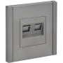 FORTE&PIANO Розетка двойная RJ11+RJ45 кат.5E FP535 сталь