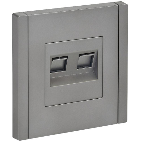 FORTE&PIANO Розетка двойная RJ11+RJ45 кат.5E FP535 сталь