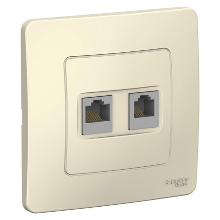 Blanca Молочный С/У Розетка 2-ая КОМП/ТЛФ, RJ45+RJ11