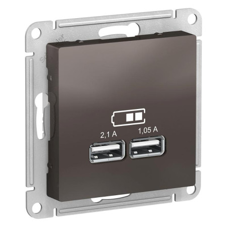 AtlasDesign Мокко Розетка USB, 5В, 1 порт x 2,1 А, 2 порта х 1,05 А, механизм