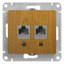 Glossa Дерево Дуб Розетка 2-ая компьютерная RJ45+RJ45, кат.5E