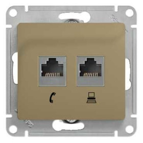 Glossa Титан Розетка 2-я RJ11+RJ45, кат.5E