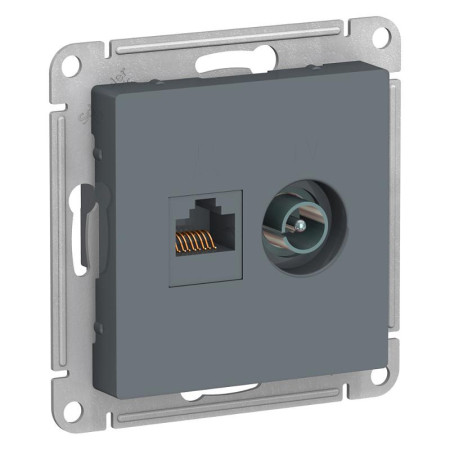 AtlasDesign Грифель Розетка 2-ая комп+TV, RJ45+TV, кат.5E, механизм