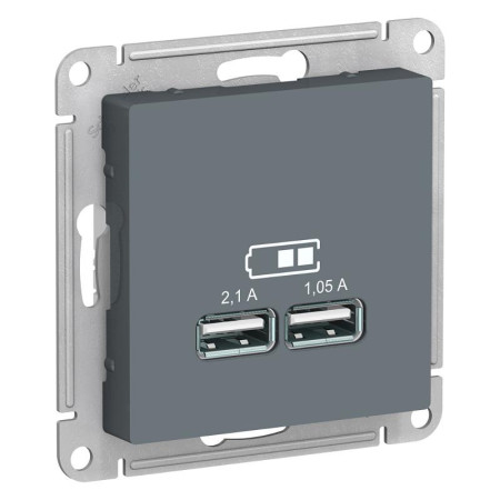 AtlasDesign Грифель Розетка USB, 5В, 1 порт x 2,1 А, 2 порта х 1,05 А, механизм