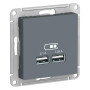AtlasDesign Грифель Розетка USB, 5В, 1 порт x 2,1 А, 2 порта х 1,05 А, механизм