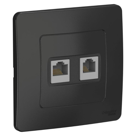 Blanca Антрацит С/У Розетка 2-ая КОМП/ТЛФ, RJ45+RJ11