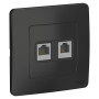 Blanca Антрацит С/У Розетка 2-ая КОМП/ТЛФ, RJ45+RJ11
