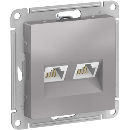AtlasDesign Алюминий Розетка 2-ая компьютерная RJ45+RJ45, кат.5E, механизм
