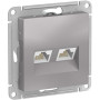 AtlasDesign Алюминий Розетка 2-ая компьютерная RJ45+RJ45, кат.5E, механизм