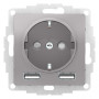 AtlasDesign Алюминий Розетка 16А c 2 USB A+A, 5В/2,4А, 2х5В/1,2А, механизм