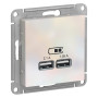 AtlasDesign Жемчуг Розетка USB, 5В, 1 порт x 2,1 А, 2 порта х 1,05 А, механизм