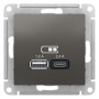 AtlasDesign Сталь USB Розетка A+С, 5В/2,4 А, 2х5В/1,2 А, механизм