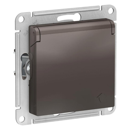 AtlasDesign Мокко Розетка с заземлением, со шторками, с крышкой, 16А, механизм