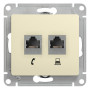 Glossa Бежевый Розетка 2-я RJ11+RJ45, кат.5E