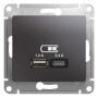 Glossa Графит USB Розетка A+С, 5В/2,4А, 2х5В/1,2 А, механизм
