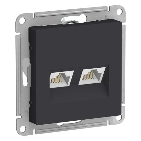 AtlasDesign Карбон Розетка 2-ая компьютерная RJ45+RJ45, кат.5E, механизм