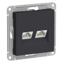 AtlasDesign Карбон Розетка 2-ая компьютерная RJ45+RJ45, кат.5E, механизм