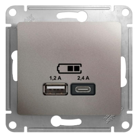 Glossa Платина USB Розетка A+С, 5В/2,4А, 2х5В/1,2 А, механизм