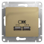 Glossa Титан USB Розетка, 5В/2100мА, 2х5В/1050мА, механизм
