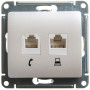 Glossa Перламутр Розетка 2-ая RJ11+RJ45, кат.5E