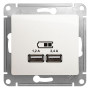 Glossa Перламутр USB Розетка A+С, 5В/2,4А, 2х5В/1,2 А, механизм