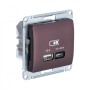 Glossa Баклажановый USB Розетка A + тип-C 45W высокоскор.заряд. QC PD
