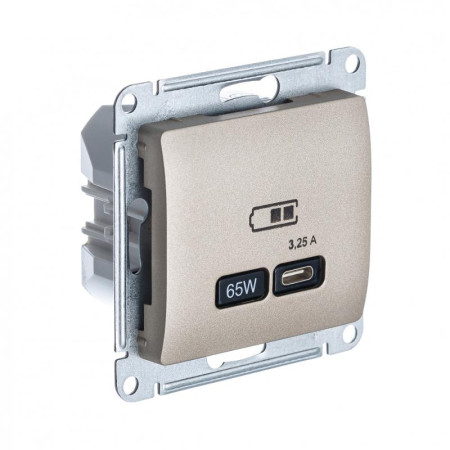 Glossa Титан USB Розетка тип-C 65W высокоскор.заряд. QC PD