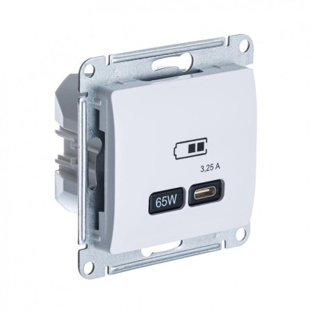 Glossa Белый USB Розетка тип-С 65W высокоскор.заряд. QC PD