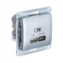 Glossa Алюминий USB Розетка A + тип-C 45W высокоскор.заряд. QC PD