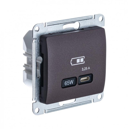 Glossa Шоколад USB Розетка тип-C 65W высокоскор.заряд. QC PD