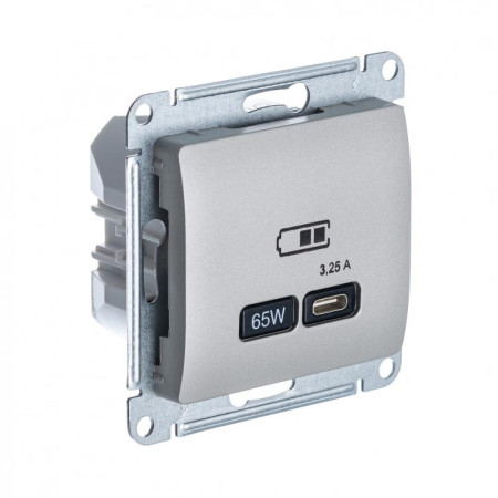 Glossa Платина USB Розетка тип-C 65W высокоскор.заряд. QC PD