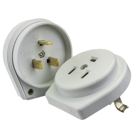 Разъем РШ-ВШ 32А 250В 2P+PE (СУ) пластиковый бел. EKF PROxima