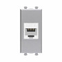 Компьютерная розетка RJ-45 без шторки модульная, кат.6, "Avanti", "Закаленная сталь", 1 модуль