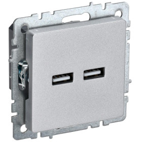 BRITE Розетка USB A+A 3,1А РЮ10-1-БрА алюминий