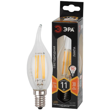 Лампа светодиодная F-LED BXS-11W-827-E14 (филамент, свеча на ветру, 11Вт, тепл, E14)