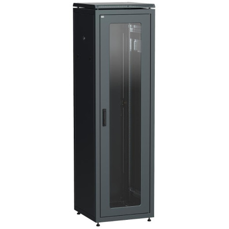 Шкаф сетевой 19" LINEA N 38U 600х800 мм стеклянная передняя дверь, задняя металлическая черный