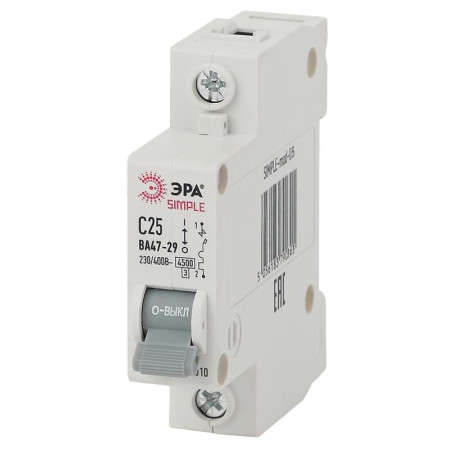 Выключатель автоматический однополюсный SIMPLE-mod-05 ВА47-29 1P 25А 4,5кА характеристика C SIMPLE