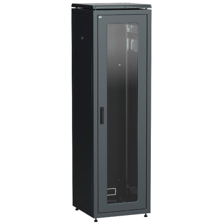 Шкаф сетевой 19" LINEA N 47U 600х800 мм стеклянная передняя дверь черный