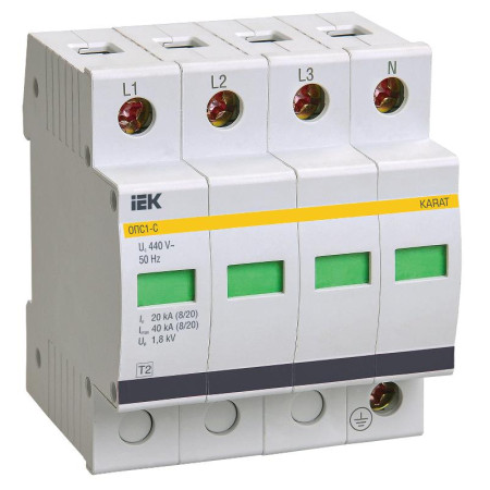 Ограничитель импульсного перенапряжения ОПС1-C 4Р In20kA Un400B Im40kA