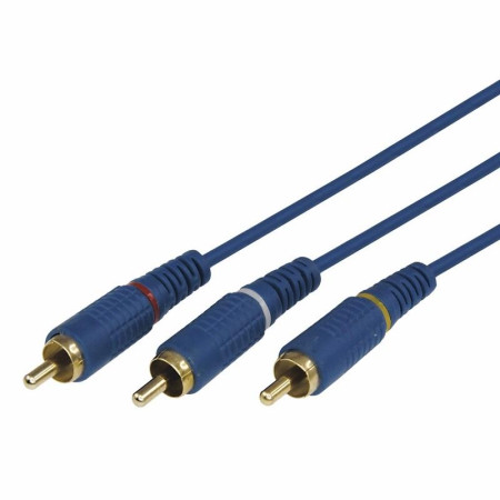 Шнур 3 RCA - 3 RCA, 1,5м, синий (GOLD) REXANT