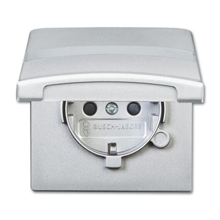 Розетка SCHUKO, 20 EUGKBN-33-101, с крышкой, со шт., Allwetter44, IP44, серебр. алюминий, 16А, 250В.