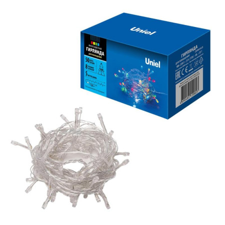 Гирлянда светодиодная  с контроллером  ULD-S0500-050/DTA MULTI IP20   5м. 50 диодов. мультиколор. шнур прозр..