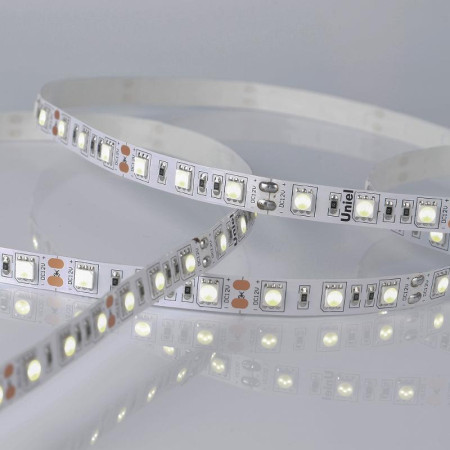 Лента светодиодная холодный белый свет 6500K ULS-M25-5050-60LED/m-10mm-IP20-DC12V-14,4W/m-5M-6500K PROFI