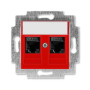 ABB Levit Красный Розетка комп. 2-ая 2хRJ45 категория 6