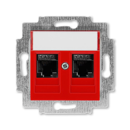 ABB Levit Красный Розетка комп. 2-ая 2хRJ45 категория 6