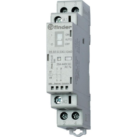 Модульный контактор 1NO+1NC 25А контакты AgNi катушка 120В АС/DC ширина 17.5мм степень защиты IP20