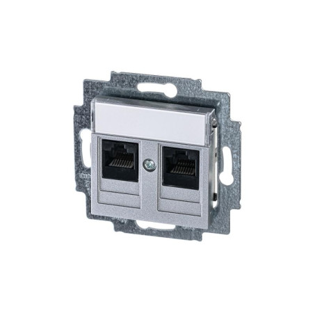 ABB Levit Серебро Розетка комп. 2-ая 2хRJ45 категория 5e