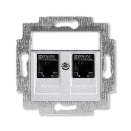 ABB Levit Серебро Розетка комп. 2-ая 2хRJ45 категория 6